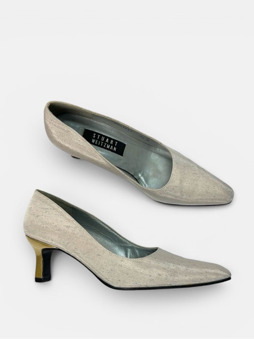 Stuart Weitzman Silver Fabric Pumps US 7,5
